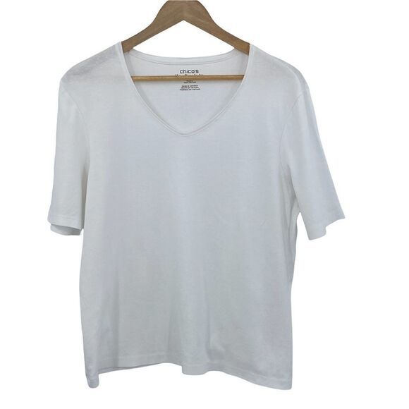 Chico’s Ultimate cotton V-neck tee in white size large - Picture 2 of 6